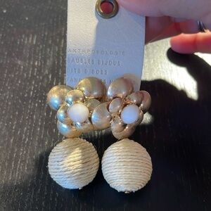 Anthropologie Floral Raffia Getaway Drop Earrings. NWT
